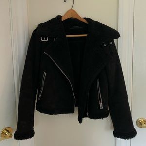 Zara Fluffy Black Coat